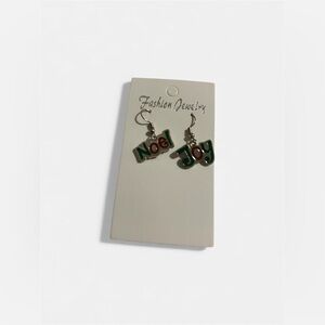 Christmas “NOEL” & “JOY” Enamel Dangle Earrings – Red & Green
